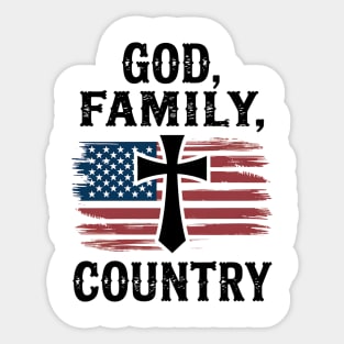 God Family Country American Flag Cross Christian Patriotic Sticker